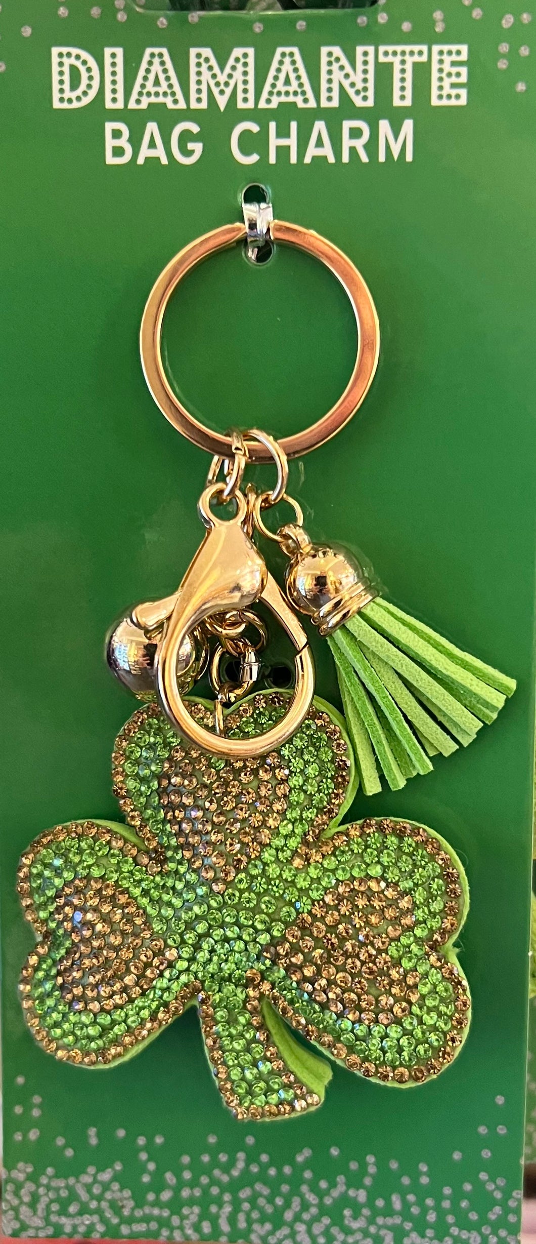 Irish Shamrock Glitter Bag Charm/Key Ring