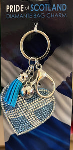 Scottish Glitter heart Bag Charm/Key Ring