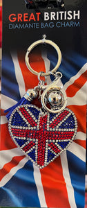 Union Jack heart Glitter Bag Charm/Key Ring