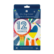 Load image into Gallery viewer, Eurovision Song Contest Scoring Paddles and trivia cards REDUCED from 150kr
