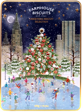 Load image into Gallery viewer, Farmhouse Biscuits Christmas Ice skating selection Tin 300g