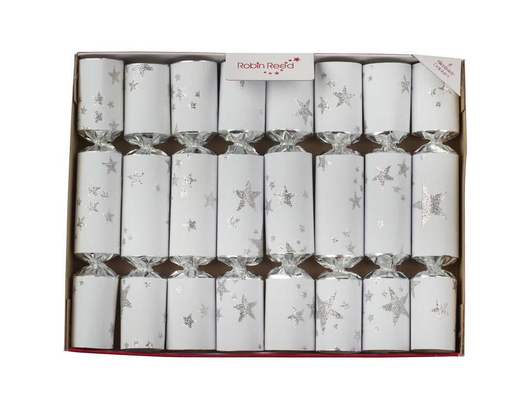 Christmas Crackers Mini Silver Glitter Star 8 pack