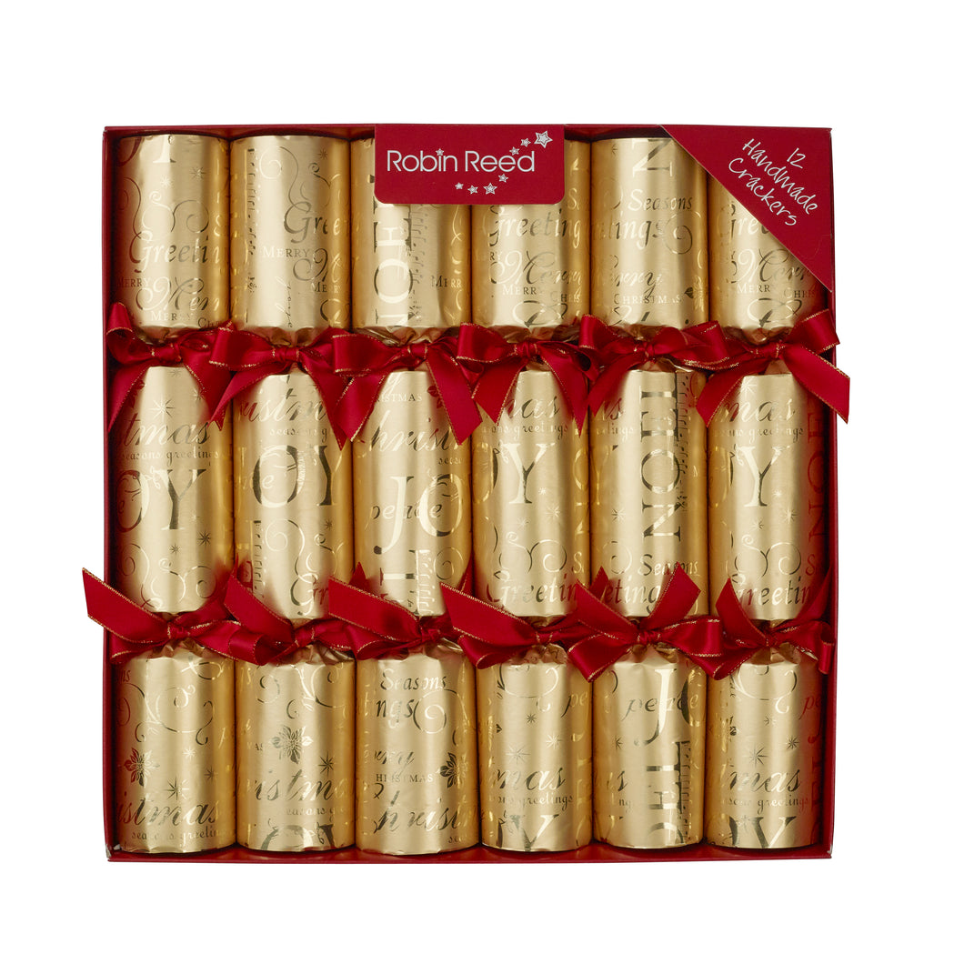 Christmas Crackers Gold Joyeaux Noel 12 pack