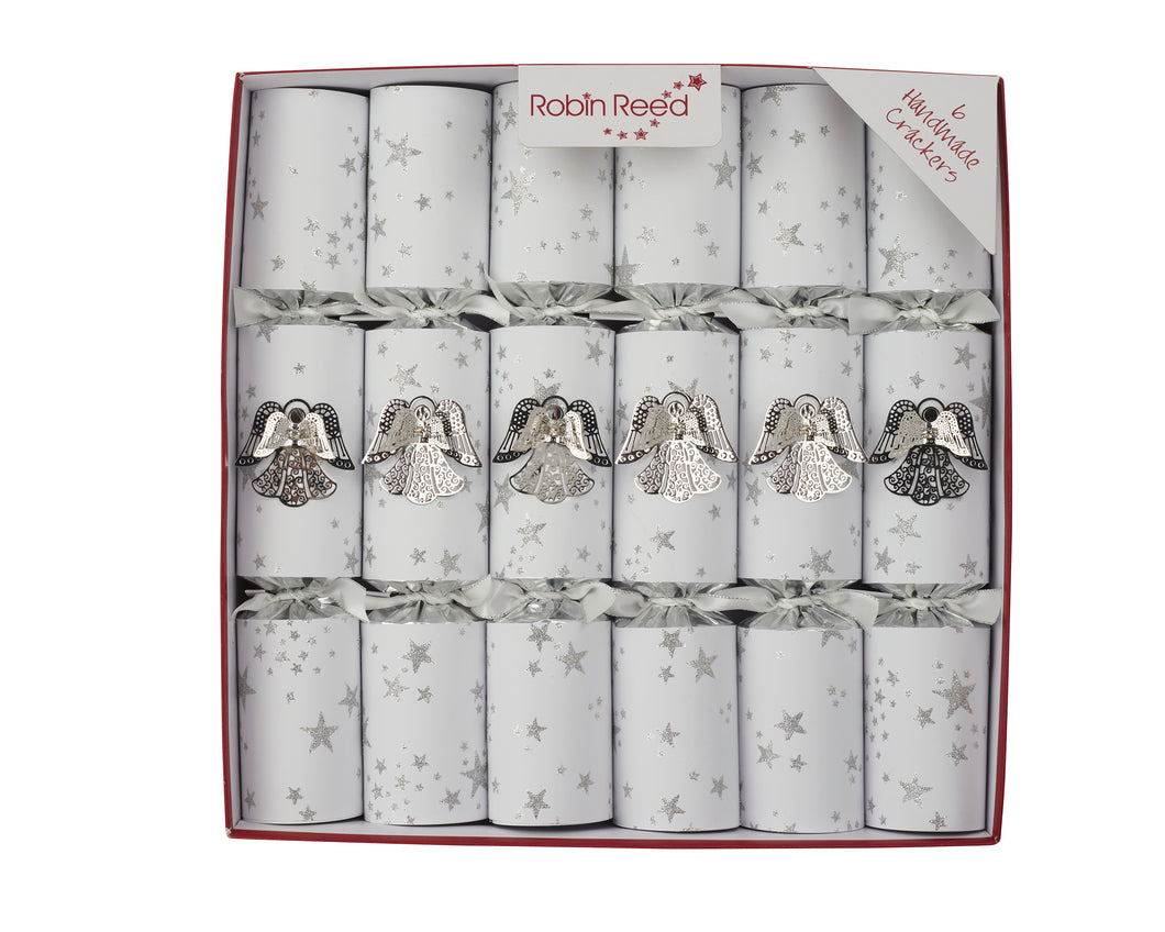 Christmas Crackers Jewel Angel Silver 6 Pack