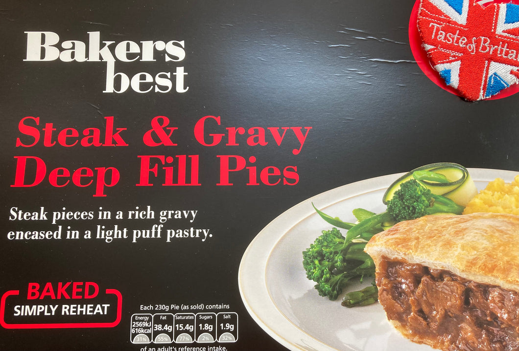 Bakers Best steak and gravy pie 230g (shop pick up only)