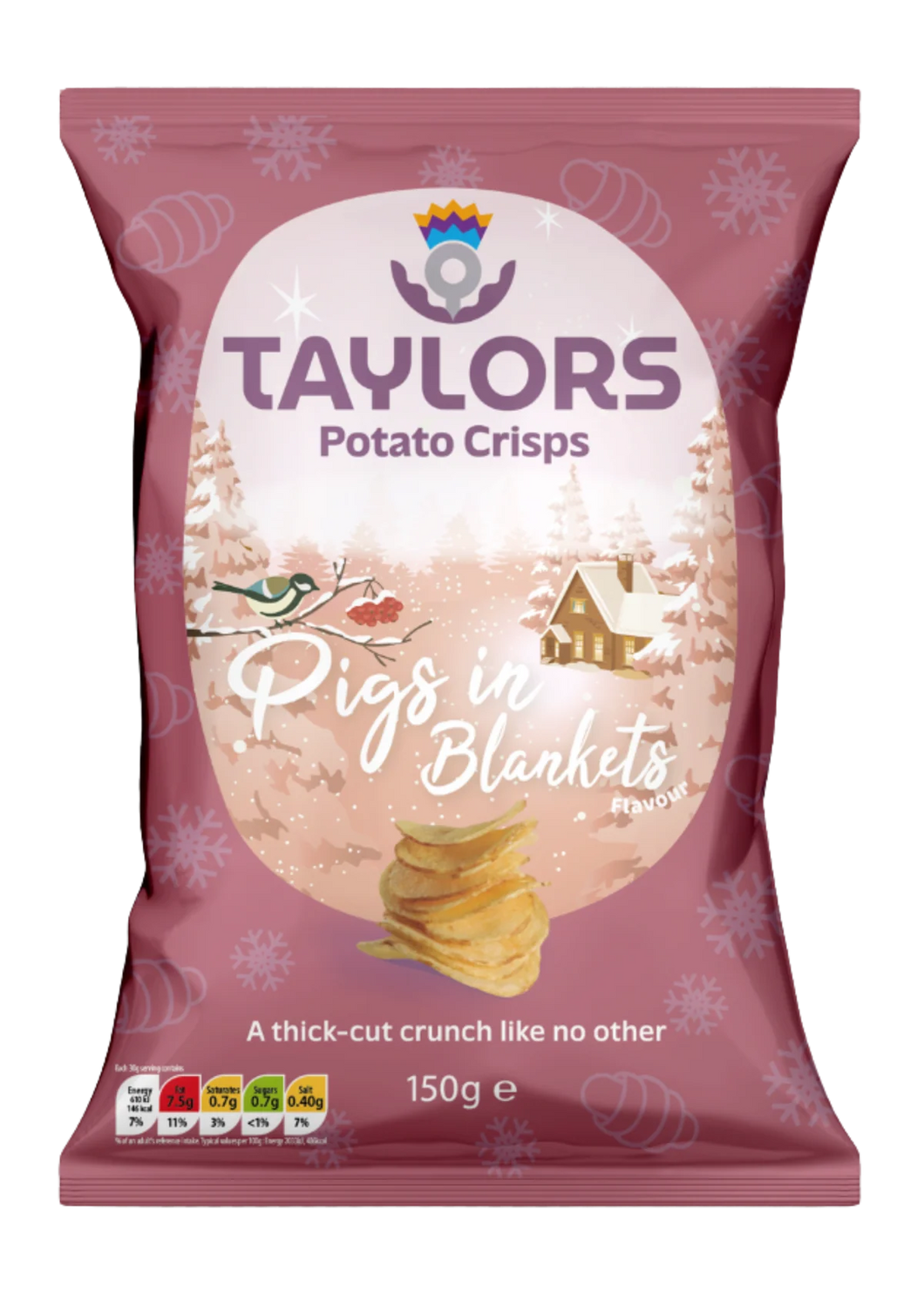 Taylors Hot Pigs in Blankets Crisps 150g